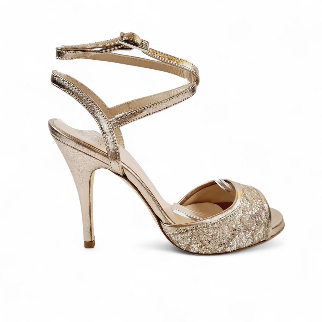 FEMME  Pizzo Glitter Nude - Nappa Laminata  10
