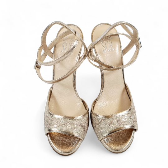 FEMME  Pizzo Glitter Nude - Nappa Laminata  10