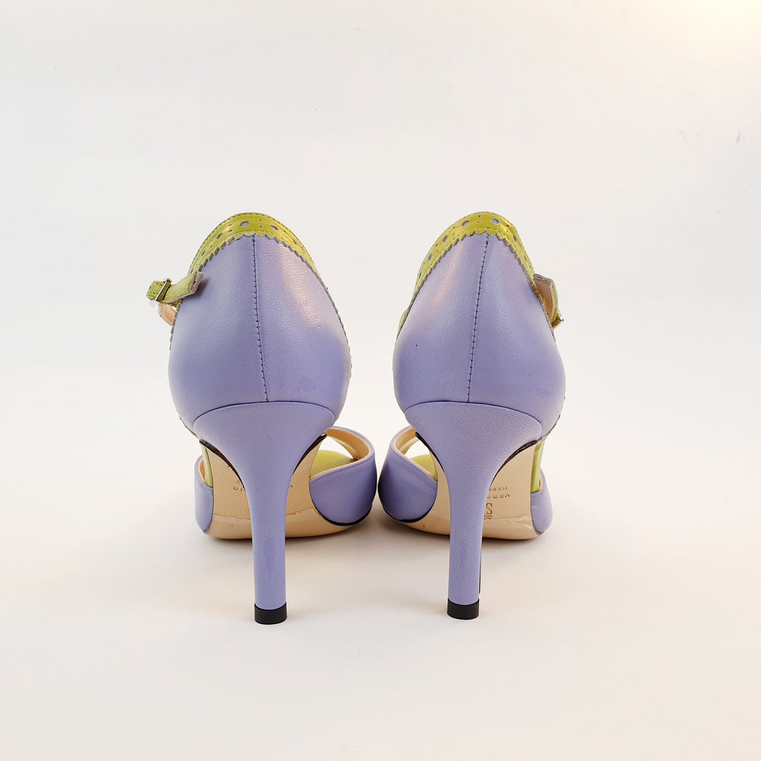 CHERRY Nappa Lavender- Apple Green heel 8 