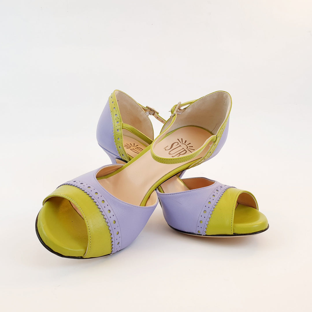 CHERRY Nappa Lavender- Apple Green heel 8 