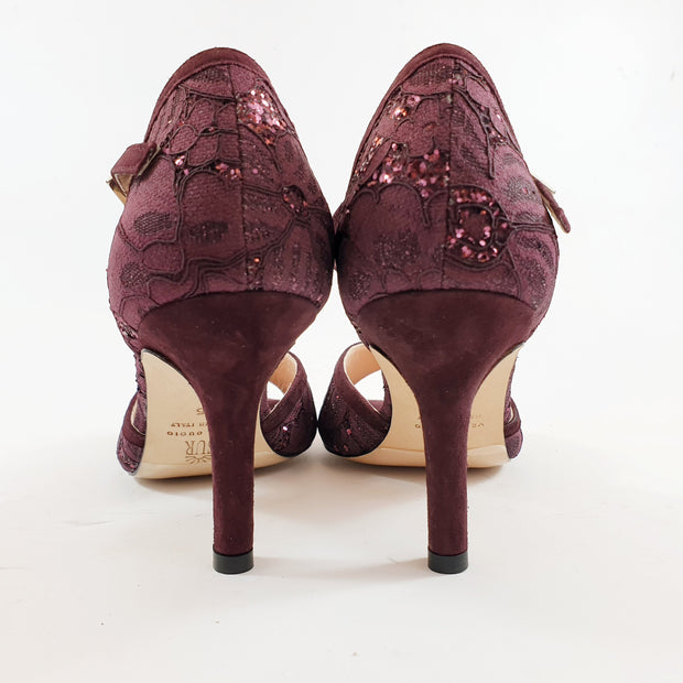 ODETTE Pizzo Glitter Bordo' tacco 8