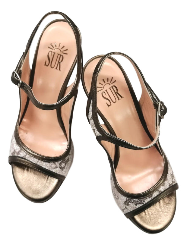 BEATRIZ  Nappa Stampata Pizzo Bronzo tacco 8