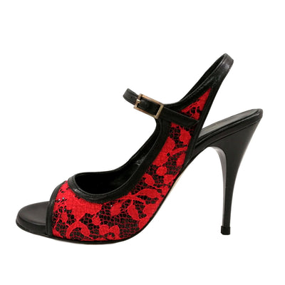 BEATRIZ Lace Red Black heel 10