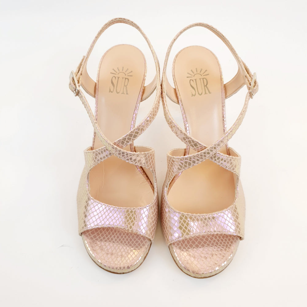 DITA Nude Iridescent Printed Fabric Heel 7