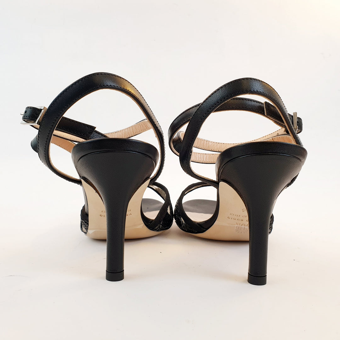 FEMME Rete Paillettes Ricamo Nero tacco 8