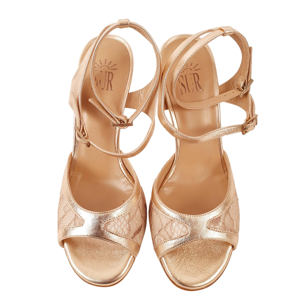 FIONA-TURANDOT Laminate Peach Lace Glitter Nude heel 8