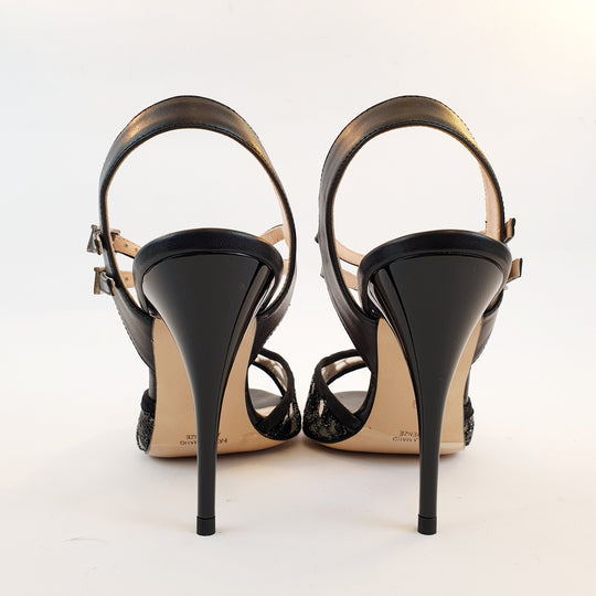 FRIDA Sequin Net Embroidery Black Heel 10