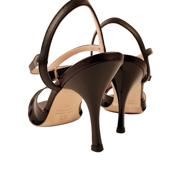 GRACE-TURANDOT Black Polka Dot Net Heel 8
