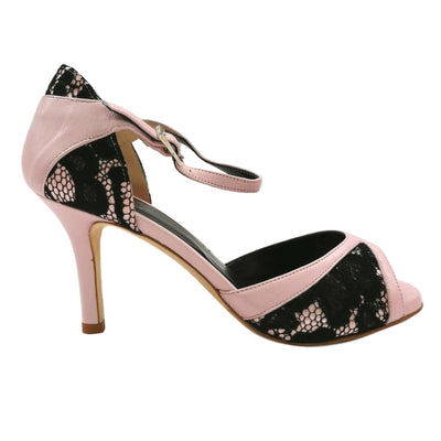 RACHEL-TURANDOT Lace Pink Black Heel 8